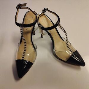 Jessica Simpson Pekela Clear Black Heels sz 8